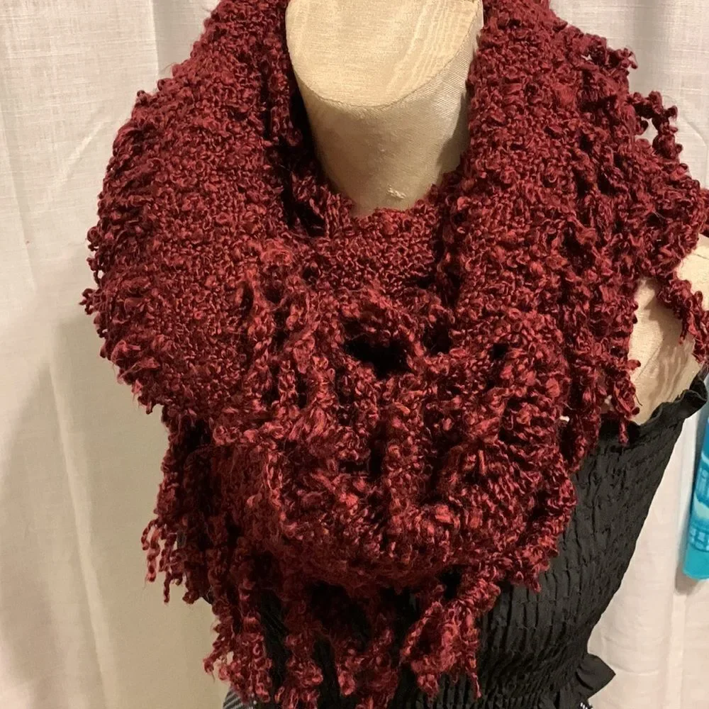 Infinity scarf burgundy in color. Very warm cozy and stylish